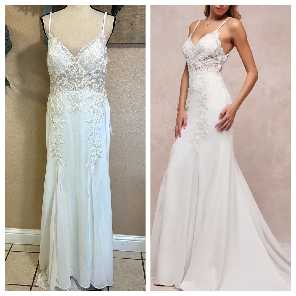NWT Vision of Romance White Sheer Mesh Embroidered Sequin Maxi Dress